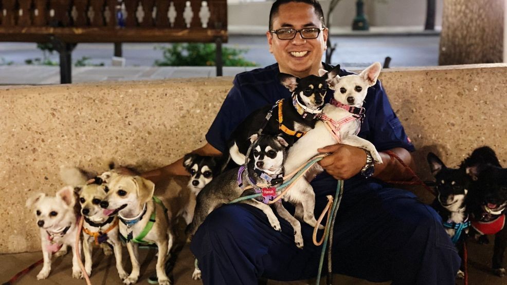 Fernando Magallanes is a dog lover. He said he used to take strays to the vet and distribute them to caring owners when he lived in Juarez. Now he has 7 dogs. Before Emma was brutally murdered by a senseless individual he had 8. (Fernando Magallanes)