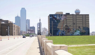 ‘One field, infinite smiles’: Artists work on downtown Dallas FIFA World Cup mural