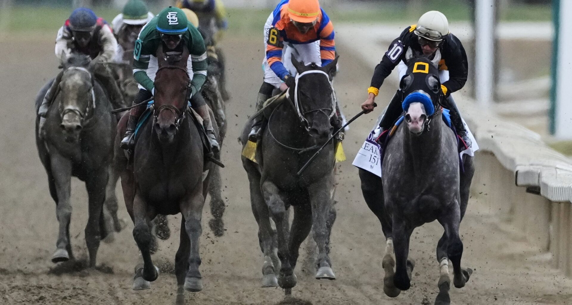 Napoleon Solo holds off Iron Honor by 1 1/4 lengths to win the Preakness at Laurel Park