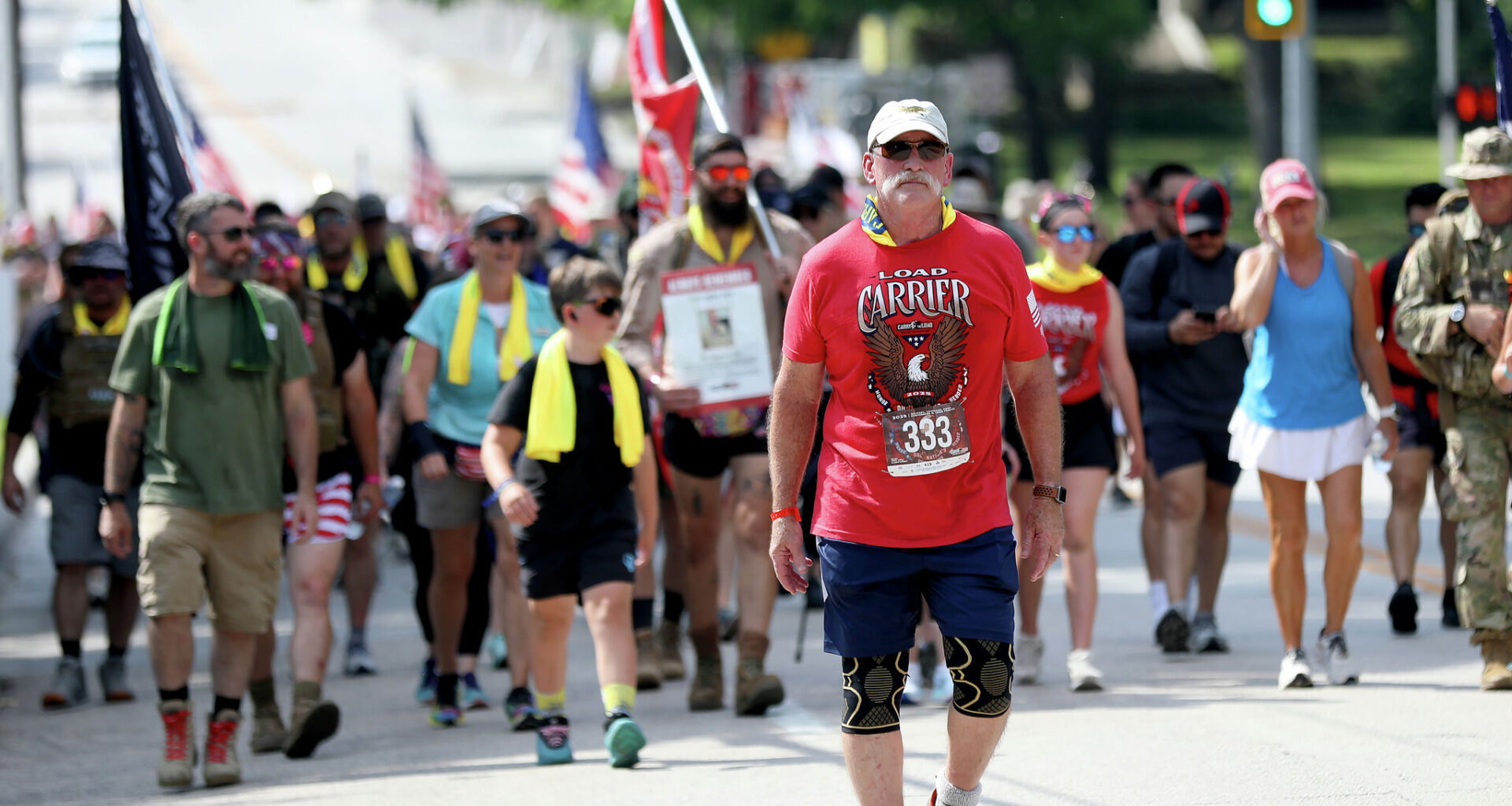 Carry the Load hosted a 20-hour Memorial Day march to honor those who made the ultimate sacrifice for our freedom, in Dallas, Texas, Sunday, May 25, 2025.