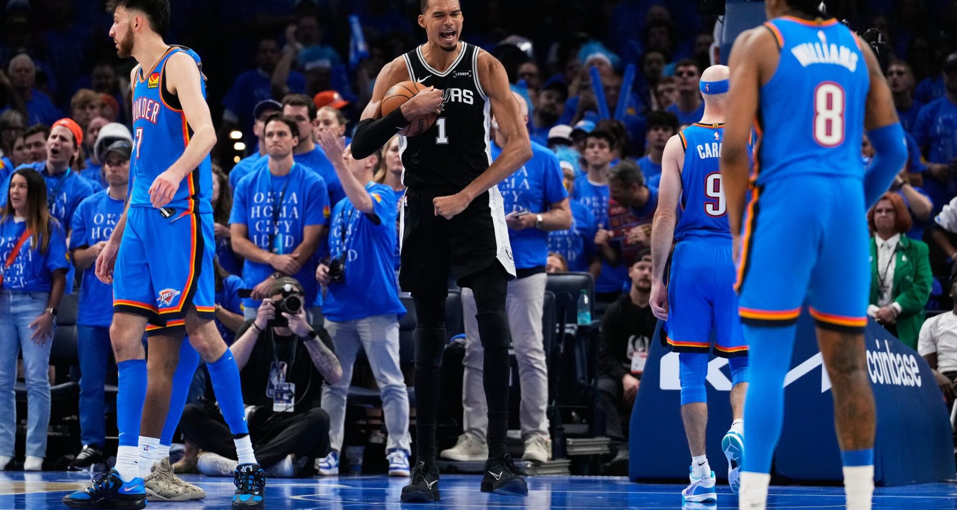 Wembanyama has 41 points, 24 rebounds and Spurs top Thunder 122-115 in 2OT to open West finals