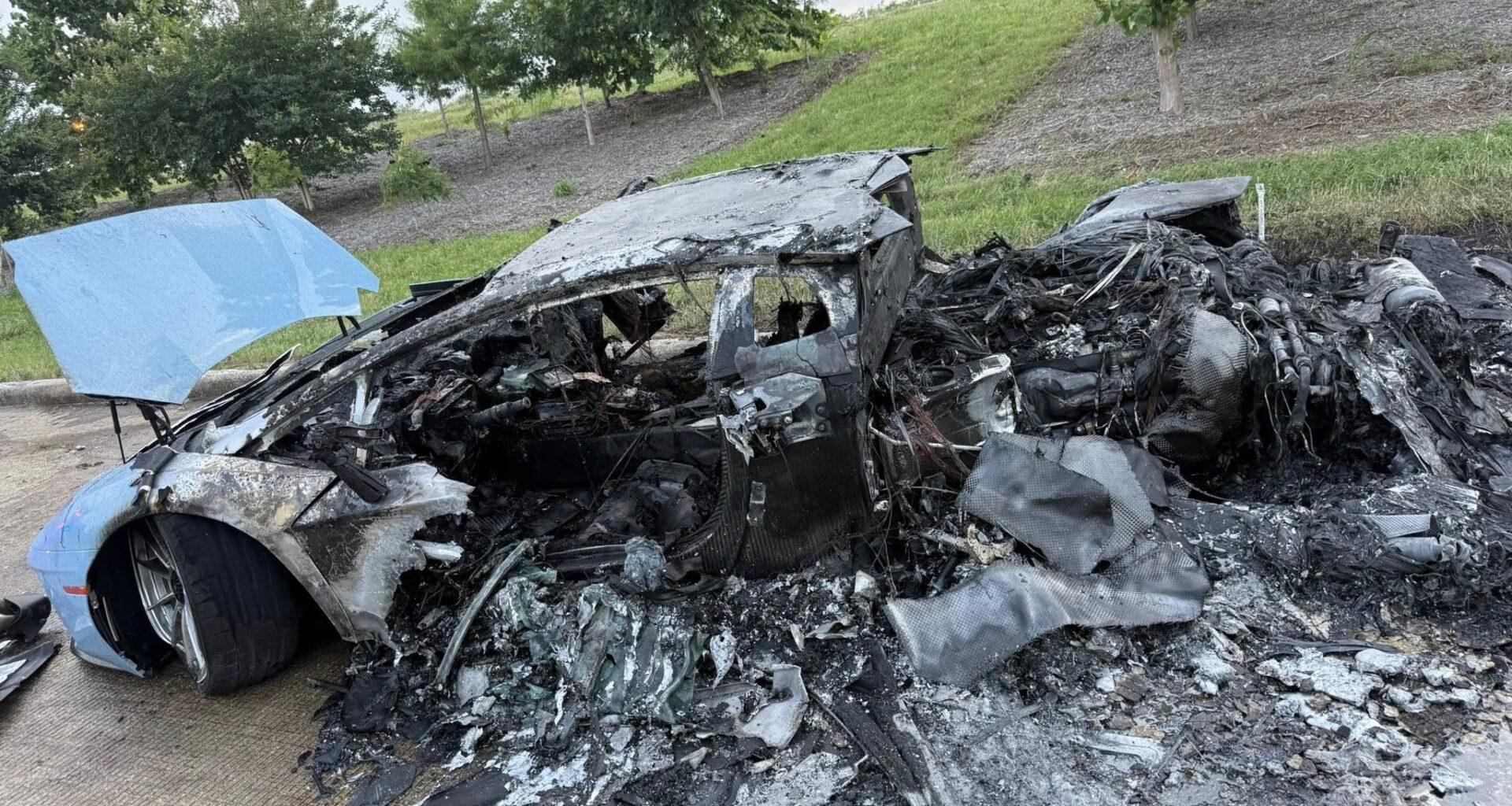 Two Lamborghinis crash near Grand Parkway, one catches fire