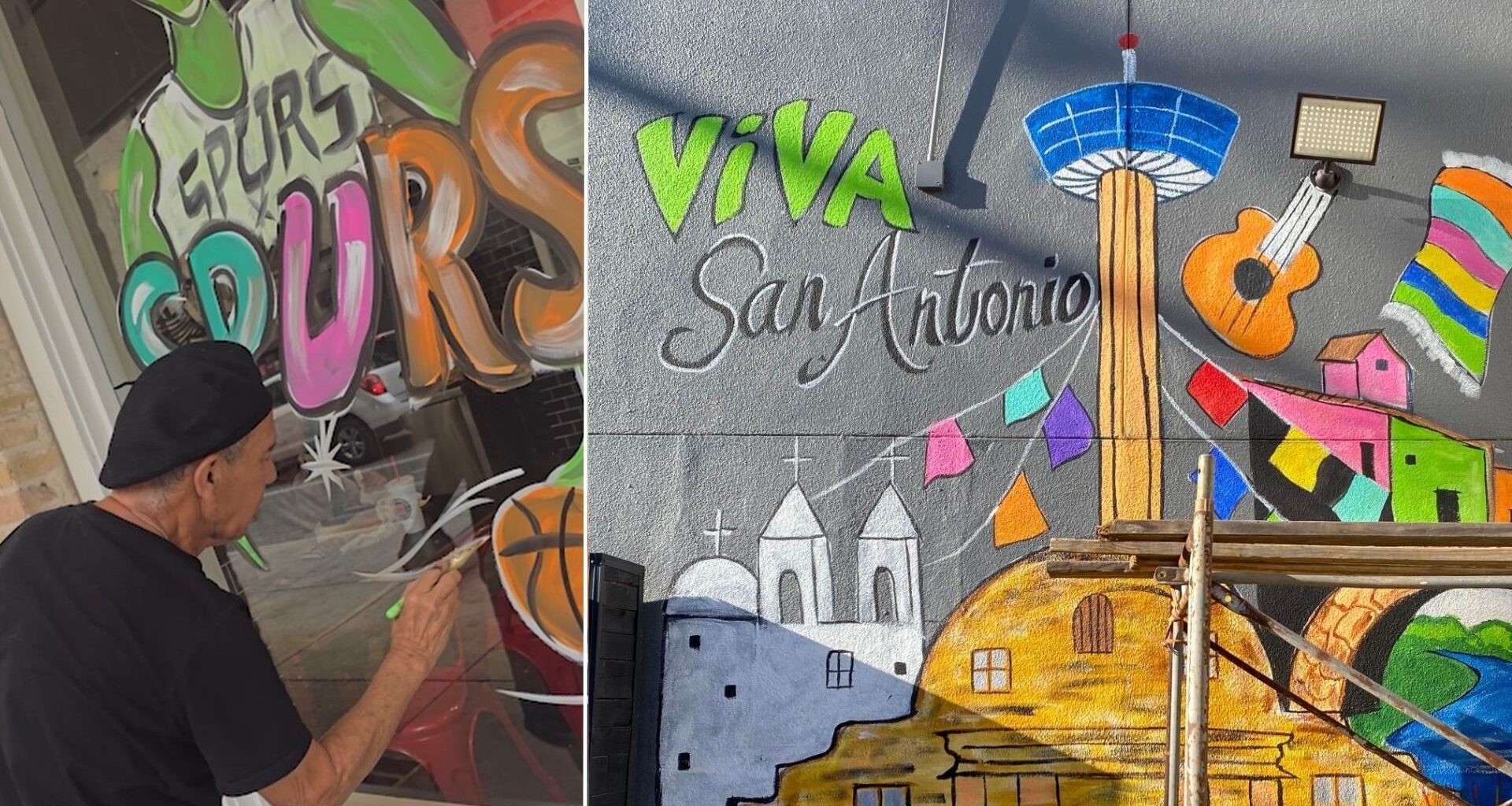 As Spurs fever spreads across San Antonio, Jesse Zapata is turning storefront windows into silver and black tributes
