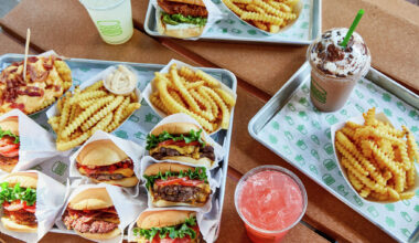 Shake Shack's menu includes burgers, crinkle cut fries, milkshakes, chicken sandwiches and more.