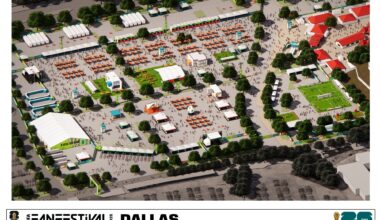 Renderings of the official FIFA Fan Festival Dallas, to be held in Fair Park concurrent with the 2026 World Cup.