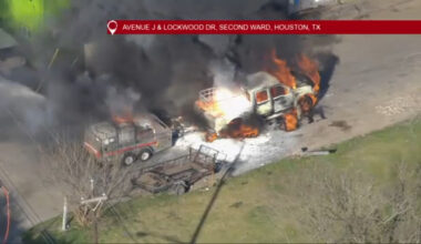 Houston police investigate hazmat violations behind scrap yard fire