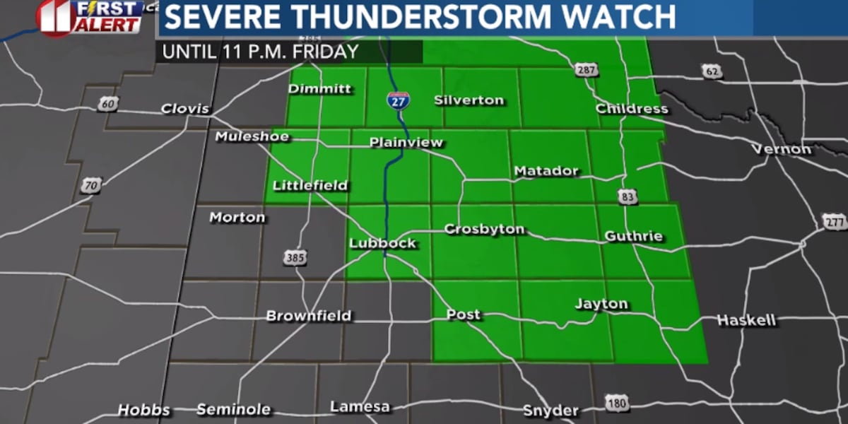 Thunderstorms moving east of South Plains
