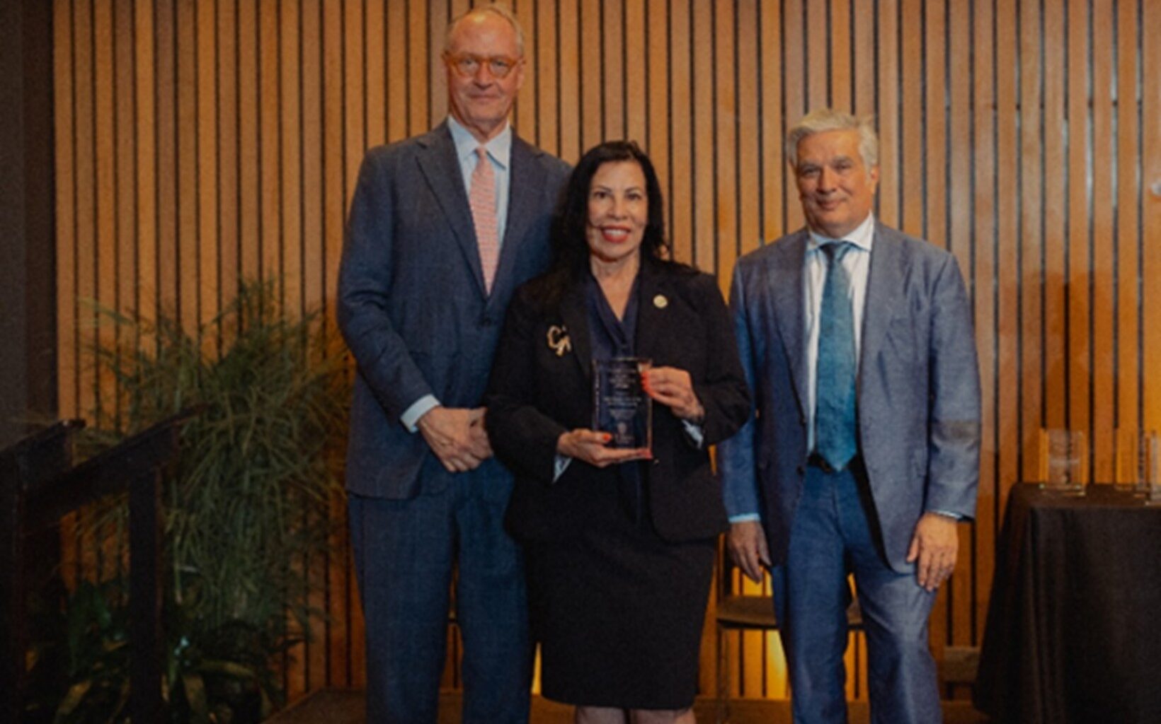 Dr. Julie Bazan receives the Presidential Excellence Award presented by UT Health San Antonio in recognition of her leadership in health education, workforce development and community engagement across South Texas.