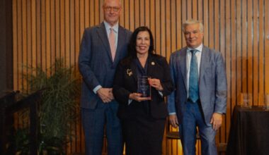 Dr. Julie Bazan receives the Presidential Excellence Award presented by UT Health San Antonio in recognition of her leadership in health education, workforce development and community engagement across South Texas.