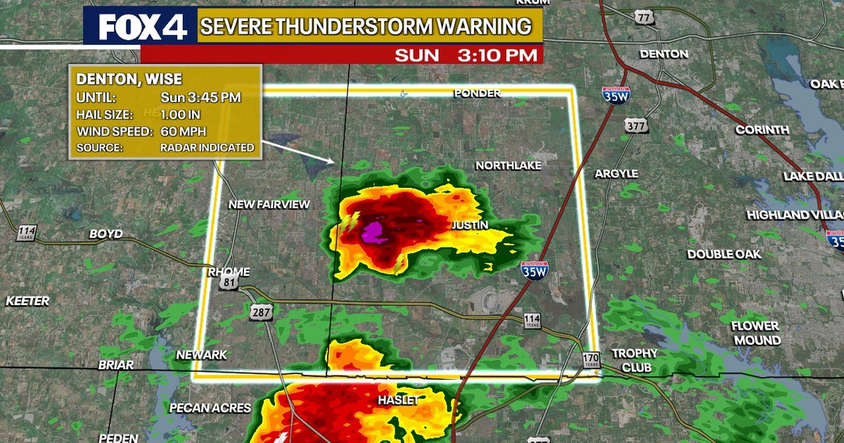 Dallas weather: Severe thunderstorm warning issued for Denton, Wise counties
