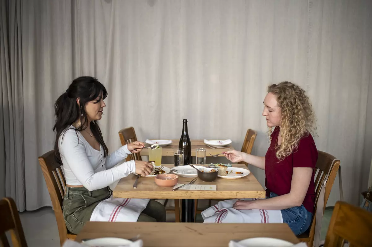 Michelle Valencia (left) and Erin Weber visited the restaurant for a  'girls night.'