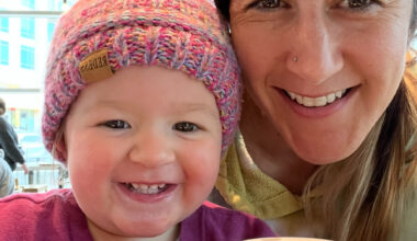 Naima Hill smiles with her daughter, Aveline "Avy" Hill, during coffe shop outing. Avy was 22 months old when she was killed in a car crash near Wichita Falls in 2023. 