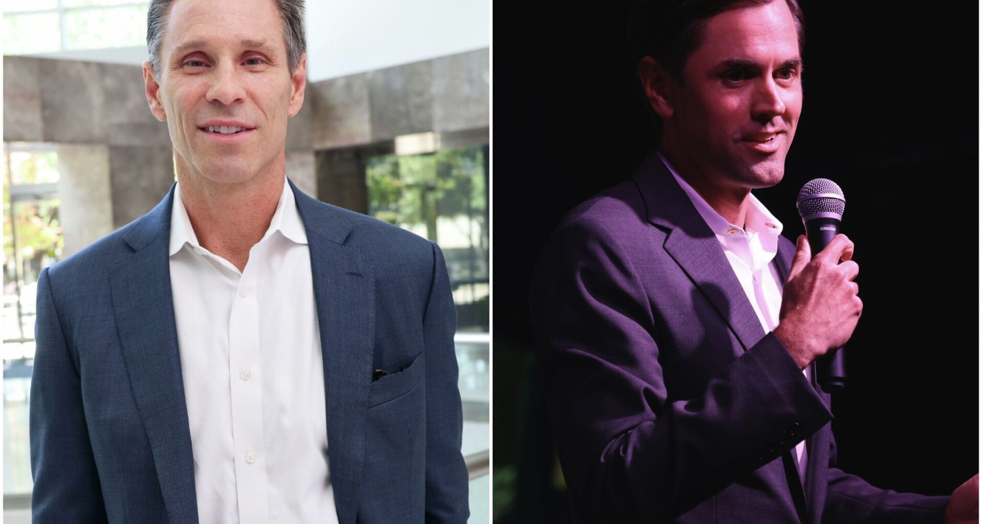 State Sens. Nathan Johnson, left, and Mayes Middleton are vying to be the next Texas attorney general.