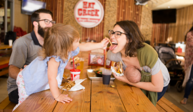 Family enjoying a meal together at a restaurant