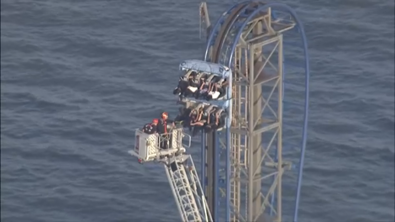 Galveston, Texas roller coaster stopped, rescue underway as riders stranded upside down