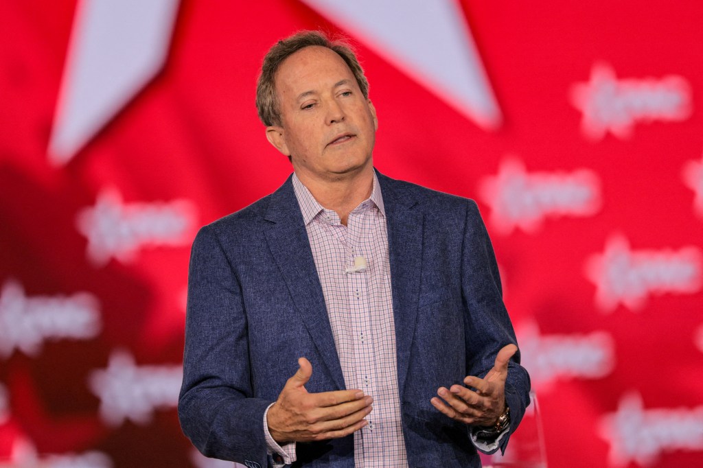 Texas Attorney General Ken Paxton speaking at CPAC 2026.