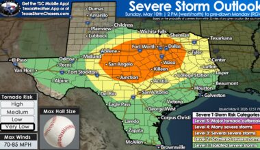 Very Large Hail, Damaging Winds Possible in Texas on Sunday
