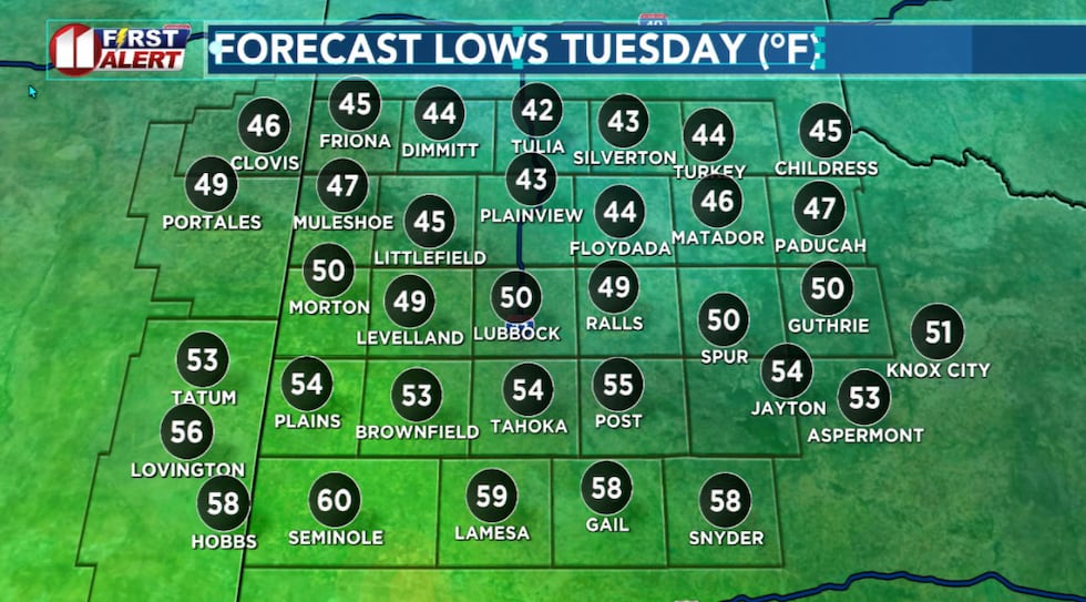 Quite a range in low temperatures tonight into early Wednesday.