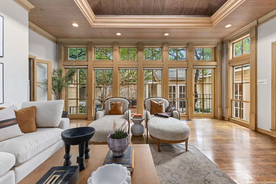 The unassuming exterior of this Alamo Heights home for sale hides an opulent interior