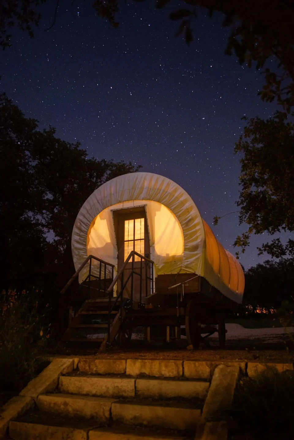 The Western Wagon at River's Edge Campground in Johnson City was recently named among the best small campgrounds in the state by the Texas Association Campground Owners. (Courtesy of River's Edge Campground)