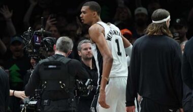 Wembanyama gets ejected early in Spurs-Wolves Game 4 for elbowing Reid and drawing a Flagrant 2 foul