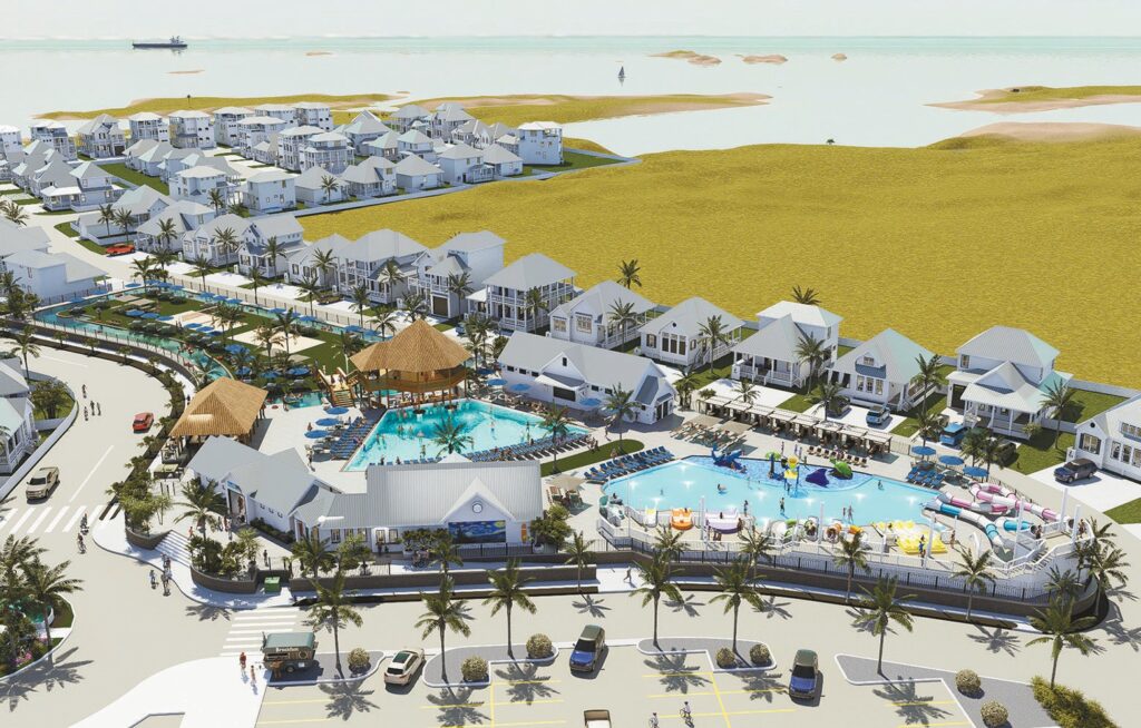 A feature that will called Spoonbill Lagoon is seen in the foreground of this artist’s rendering that shows what the Spoonbill Bay subdivision is expected to look like when it’s finished. Construction on the subdivision is underway off State Highway 361, near the southern city limits of Port Aransas. Illustration: James Young, Costa Country Building & Design; Spoonbill Bay, LLC