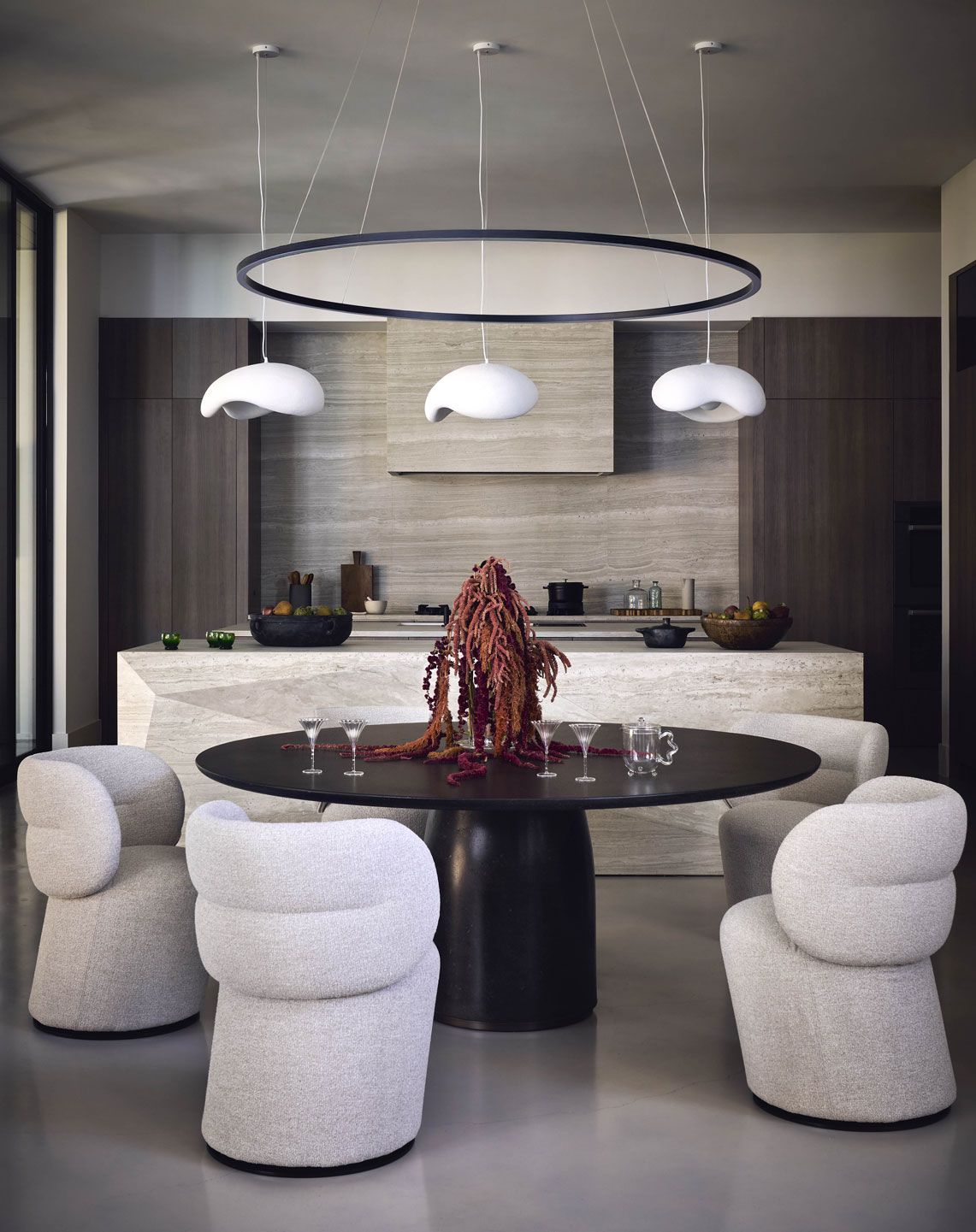 Image may contain Furniture Table Architecture Building Dining Room Dining Table Indoors Room Coffee Table and Lamp
