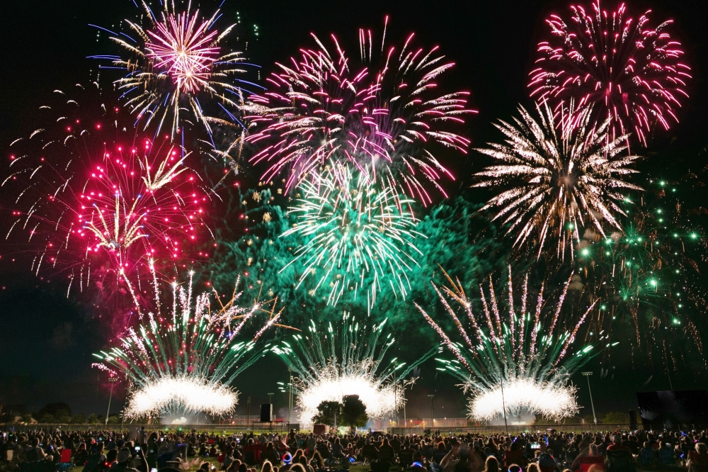 colorful fireworks in the night sky