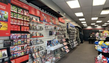 the inside of a store selling games