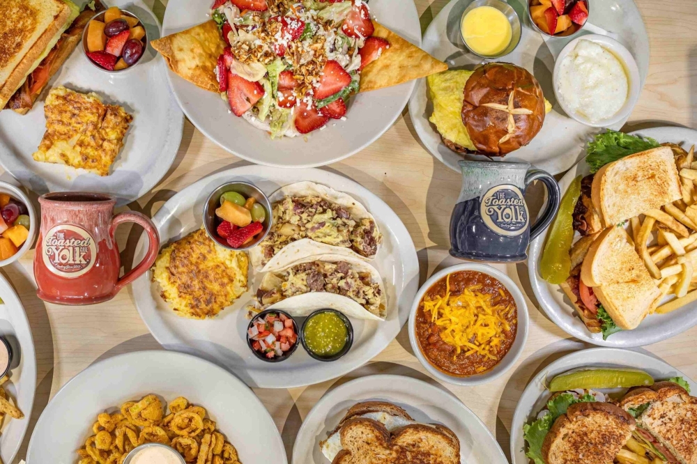 The Toasted Yolk Cafe offers breakfast and lunch meals ranging from brisket tacos to breakfast burritos, sandwiches and more. (Courtesy The Toasted Yolk Cafe)