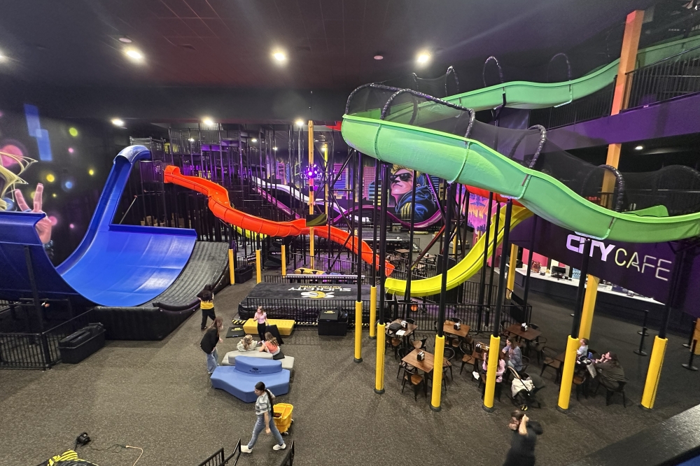 The nearly 40,000-square-foot facility features three stories of slides and 15 attractions. (Heather McCullough/Community Impact)