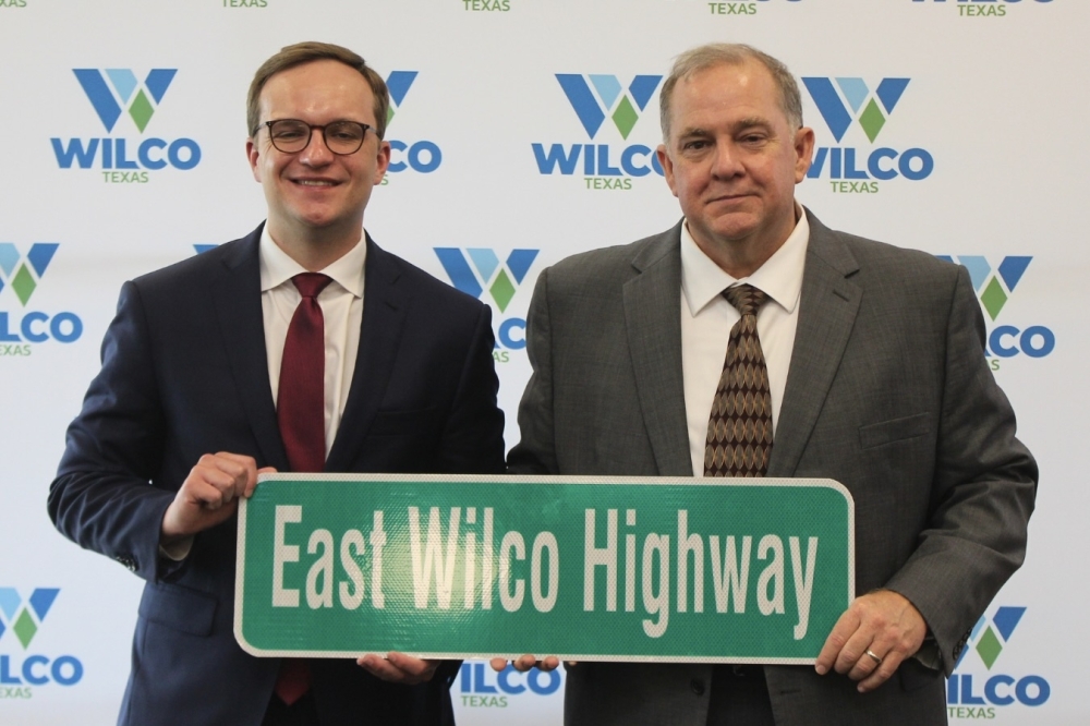 U.S. Department of Housing and Urban Development Assistant Secretary of Community Planning and Development Ronnie Kurtz with Precinct 4 Commissioner Russ Boles at a press conference April 24. (Courtesy Williamson County)
