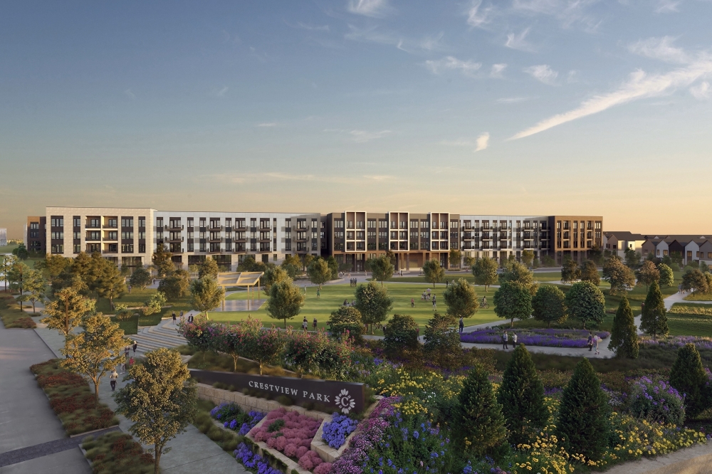 the exterior of the crestview apartments