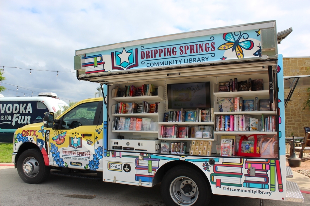 The Dripping Springs Community Library launched its Library on Wheels in April. The vehicle will bring programming and materials to different areas in and around Dripping Springs. (Sienna Wight/Community Impact)