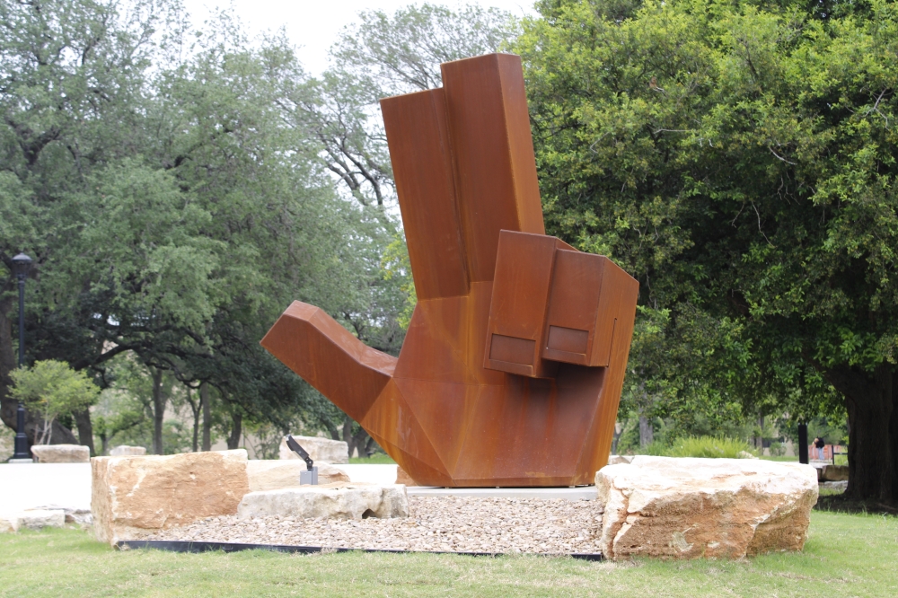 Texas State University unveiled a new statue celebrating school spirit and state pride on April 25. (Michael Milliorn/Community Impact)