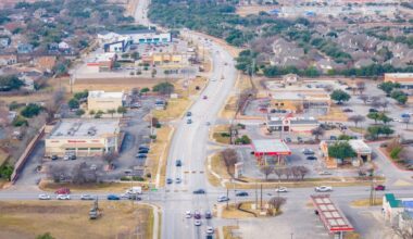 Drone shot of Gattis School Road in Round Rock