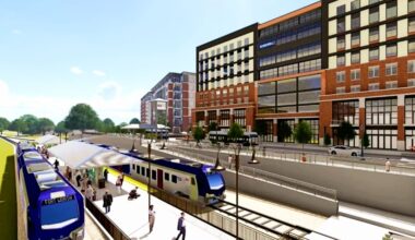 rendering of a train stop