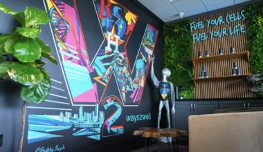 The Ways2Well clinic is designed with futuristic murals depicting elements of space and eternity and is meant to not feel like a traditional doctor's office. (Courtesy Bryson Valencia)