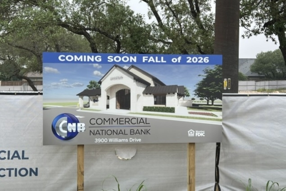 Commercial National Bank is in the early stages of construction for a new Georgetown location off Williams Drive. (Dana Smyth/Community Impact)
