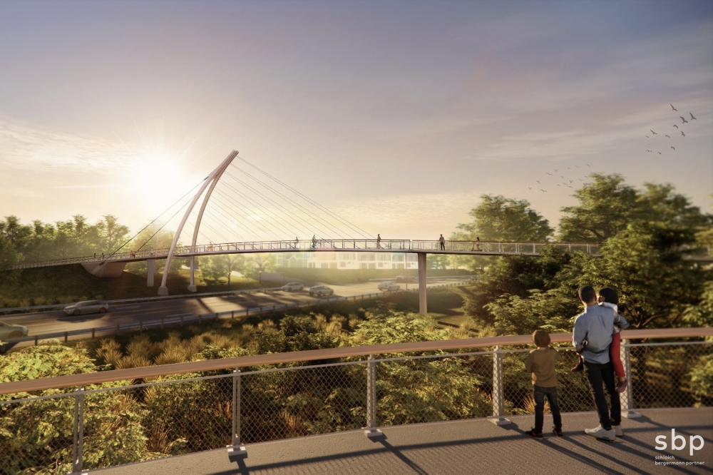 The planned pedestrian bridge over Bell Boulevard in Cedar Park will connect Lakeline Park to the Brushy Creek Regional Trail. (Rendering courtesy city of Cedar Park)