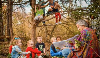 Students learning in nature
