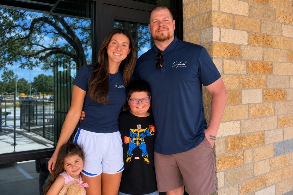 Amy and Allan Kelley, pictured with their children Nova and Jetson, will open a Sylvan Learning Center in August. (Courtesy Allan Kelley)