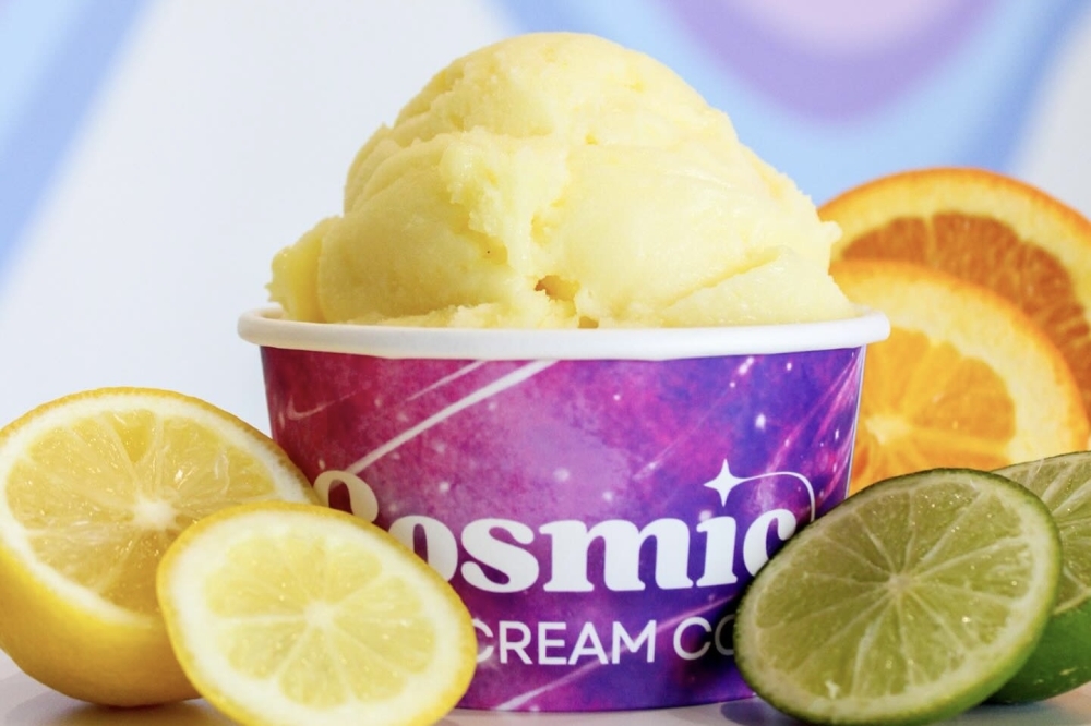 The Citrus Sorbet is a dairy-free and vegan flavor. (Courtesy Cosmic Ice Cream Co. via Facebook)