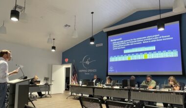 Deputy City Administrator Shawn Cox presented various funding scenarios and background information on wastewater rates at a previous City Council meeting May 5. (Sienna Wight/Community Impact)