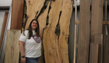Jamie Fells opened Fells Hardwood Supply with her partner David as a way to de-stress from their full-time jobs. (Jillian Nachtigal/Community Impact)