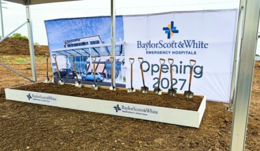 A groundbreaking ceremony was held for the Baylor Scott & White Champions Circle location in Fort Worth. The new ER should be complete in 2027. (Cody Thorn/Community Impact)