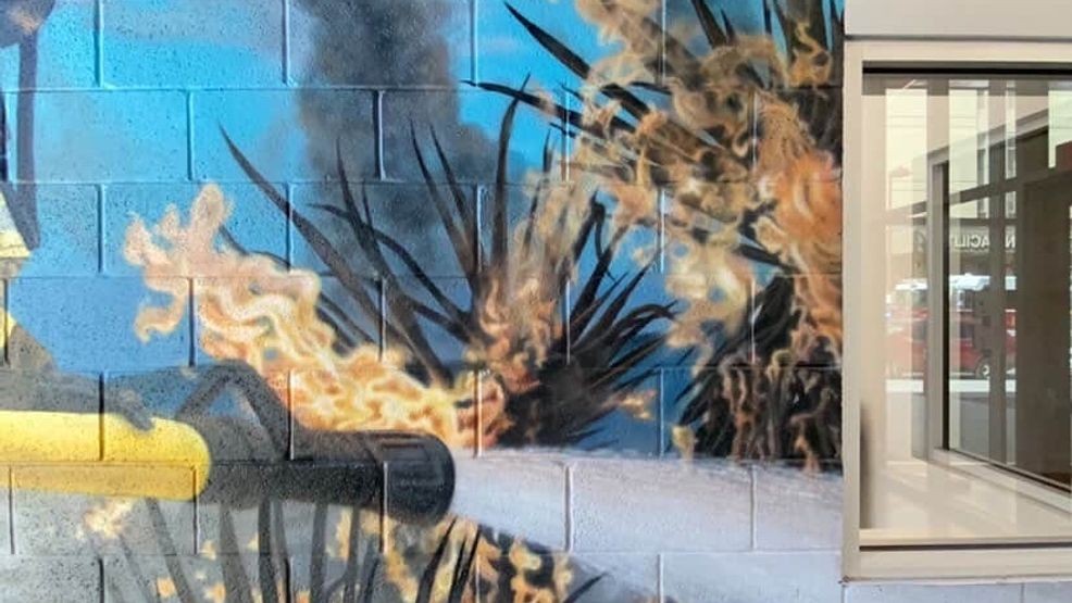 This mural depicts local El Paso wildlife on fire. (KFOX14/CBS4)