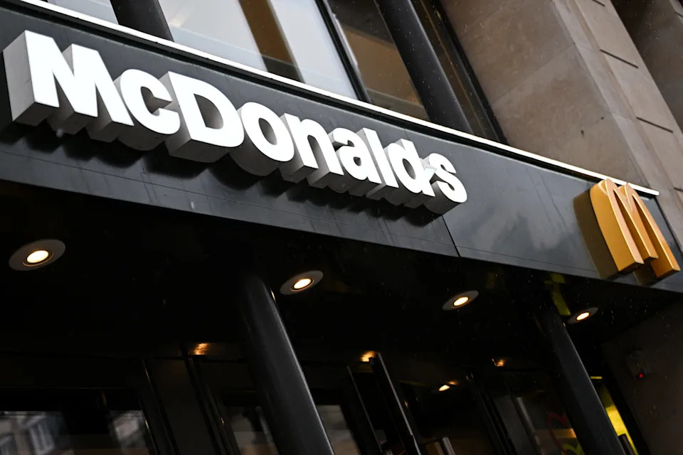 This photograph shows the logo of US fastfood chain McDonald's in Paris on January 8, 2025.