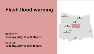 Flash flood warning issued for Dallas and Tarrant counties until Tuesday evening