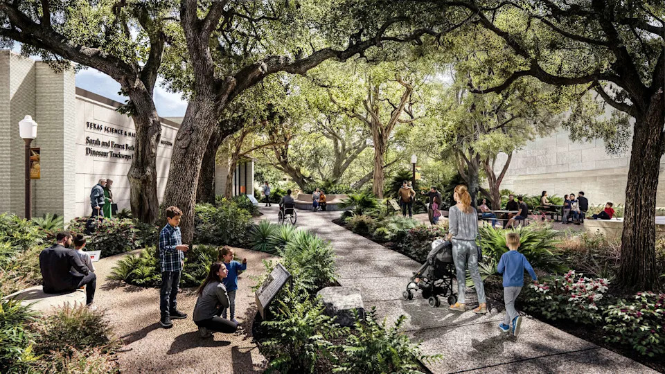 The Texas Science & Natural History Museum will begin construction on its new Sarah and Ernest Butler Dinosaur Trackways Building this summer, displaying a historic, 113-million-year-old set of dinosaur tracks discovered in Texas. (Rendering by McKinney York Architects/Courtesy of Texas Science & Natural History Museum)